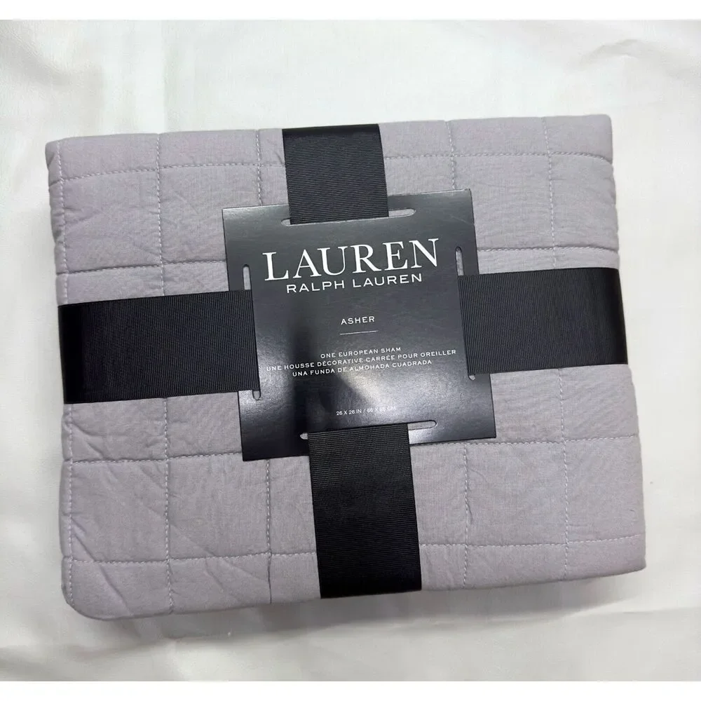 Lauren Ralph Lauren European Sham ASHER gray 100% Cotton 26 X 26 in NEW